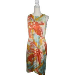 Tahari Sleeveless Multi Colored Print Dress Size 6 Petite